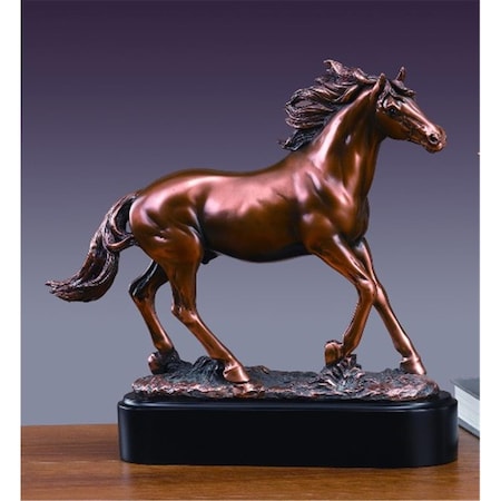 Dwellingdesigns F Horse Bronze Plated Resin Sculpture - 14 x 4 x 12.5 in. DW3067809